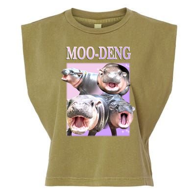 Purple Moo Deng Meme Hippo Funny Garment-Dyed Women's Muscle Tee