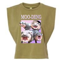 Purple Moo Deng Meme Hippo Funny Garment-Dyed Women's Muscle Tee