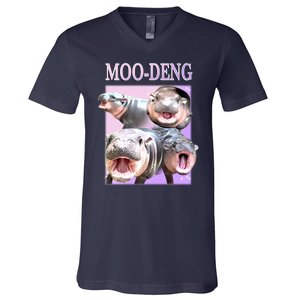 Purple Moo Deng Meme Hippo Funny V-Neck T-Shirt