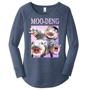 Purple Moo Deng Meme Hippo Funny Women's Perfect Tri Tunic Long Sleeve Shirt