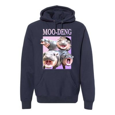 Purple Moo Deng Meme Hippo Funny Premium Hoodie