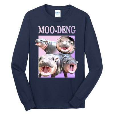 Purple Moo Deng Meme Hippo Funny Tall Long Sleeve T-Shirt