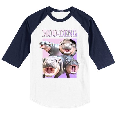 Purple Moo Deng Meme Hippo Funny Baseball Sleeve Shirt