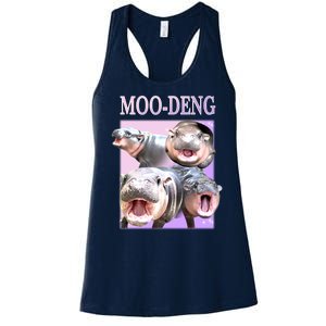 Purple Moo Deng Meme Hippo Funny Women's Racerback Tank