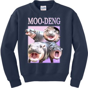 Purple Moo Deng Meme Hippo Funny Kids Sweatshirt