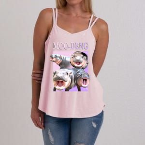 Purple Moo Deng Meme Hippo Funny Women's Strappy Tank