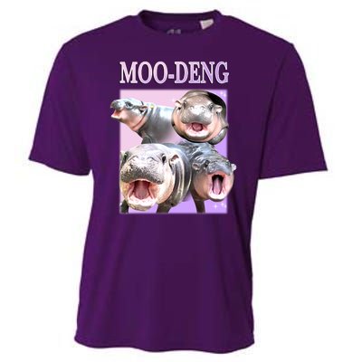 Purple Moo Deng Meme Hippo Funny Cooling Performance Crew T-Shirt