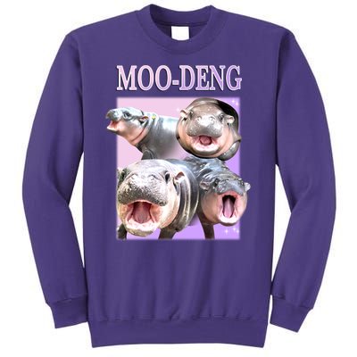 Purple Moo Deng Meme Hippo Funny Sweatshirt