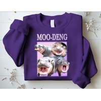 Purple Moo Deng Meme Hippo Funny Sweatshirt