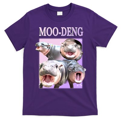 Purple Moo Deng Meme Hippo Funny T-Shirt