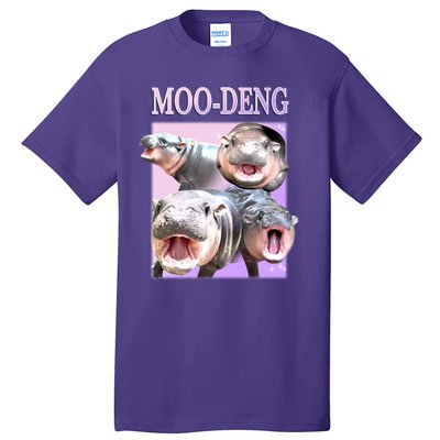 Purple Moo Deng Meme Hippo Funny Tall T-Shirt