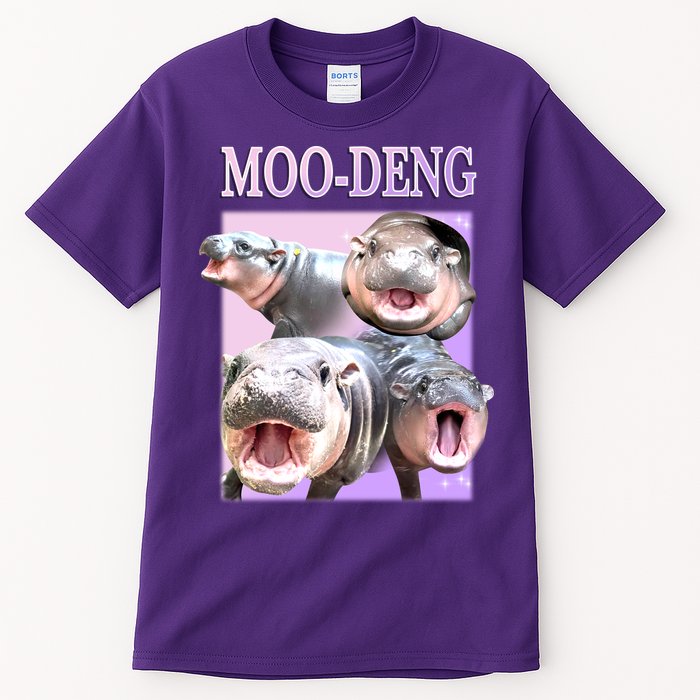 Purple Moo Deng Meme Hippo Funny Tall T-Shirt