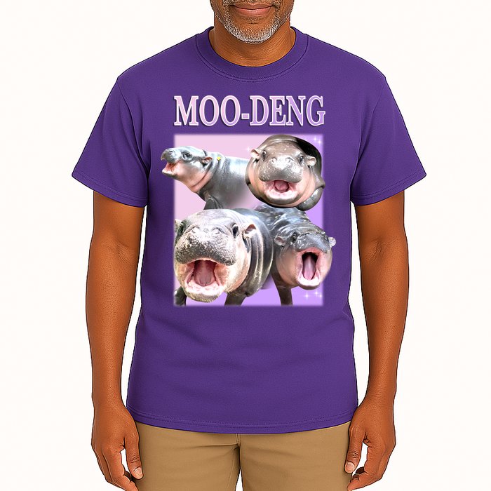 Purple Moo Deng Meme Hippo Funny Tall T-Shirt