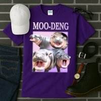 Purple Moo Deng Meme Hippo Funny Tall T-Shirt