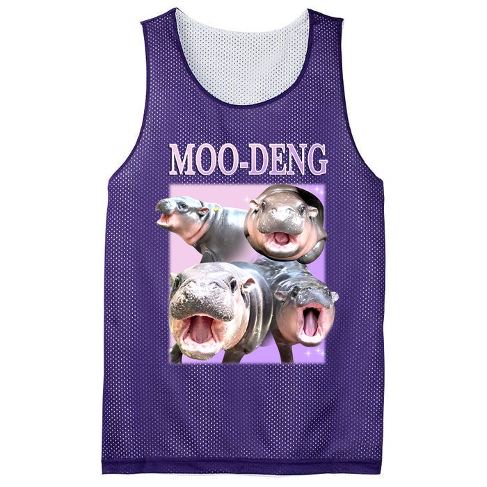 Purple Moo Deng Meme Hippo Funny Mesh Reversible Basketball Jersey Tank