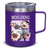 Purple Moo Deng Meme Hippo Funny 12oz Stainless Steel Coffee Mug