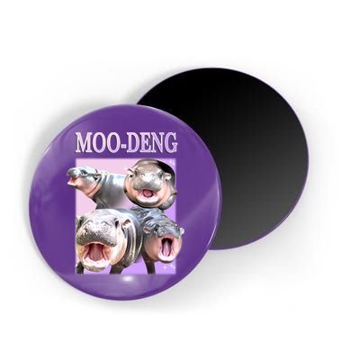 Purple Moo Deng Meme Hippo Funny Magnet