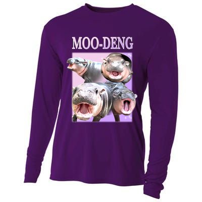 Purple Moo Deng Meme Hippo Funny Cooling Performance Long Sleeve Crew