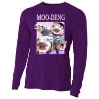 Purple Moo Deng Meme Hippo Funny Cooling Performance Long Sleeve Crew