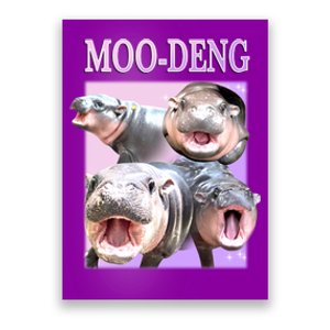 Purple Moo Deng Meme Hippo Funny Poster