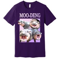 Purple Moo Deng Meme Hippo Funny Premium T-Shirt