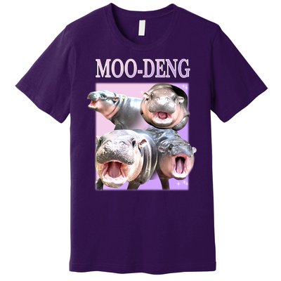 Purple Moo Deng Meme Hippo Funny Premium T-Shirt