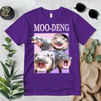 Purple Moo Deng Meme Hippo Funny Premium T-Shirt