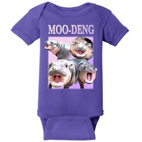 Purple Moo Deng Meme Hippo Funny Baby Bodysuit