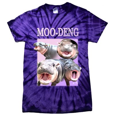Purple Moo Deng Meme Hippo Funny Tie-Dye T-Shirt