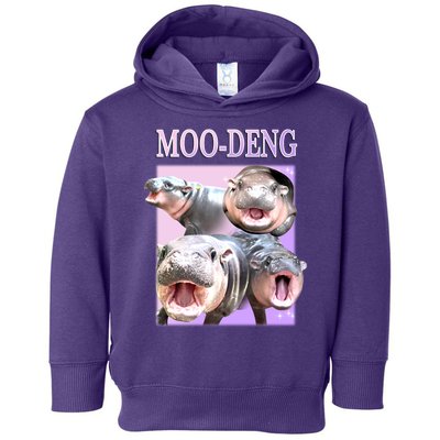 Purple Moo Deng Meme Hippo Funny Toddler Hoodie