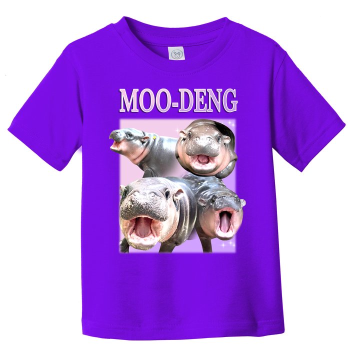 Purple Moo Deng Meme Hippo Funny Toddler T-Shirt