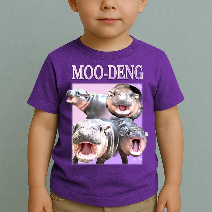 Purple Moo Deng Meme Hippo Funny Toddler T-Shirt