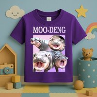 Purple Moo Deng Meme Hippo Funny Toddler T-Shirt