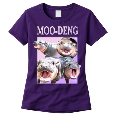 Purple Moo Deng Meme Hippo Funny Women's T-Shirt