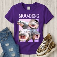 Purple Moo Deng Meme Hippo Funny Womens T-Shirt