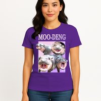 Purple Moo Deng Meme Hippo Funny Womens T-Shirt