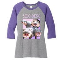 Purple Moo Deng Meme Hippo Funny Women's Tri-Blend 3/4-Sleeve Raglan Shirt