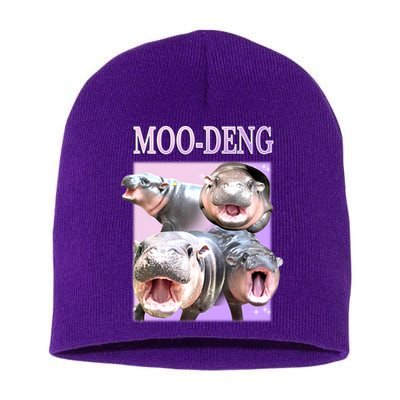 Purple Moo Deng Meme Hippo Funny Short Acrylic Beanie