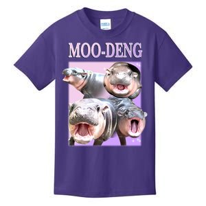 Purple Moo Deng Meme Hippo Funny Kids T-Shirt