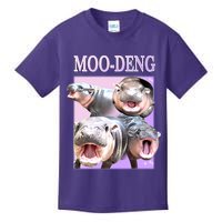 Purple Moo Deng Meme Hippo Funny Kids T-Shirt