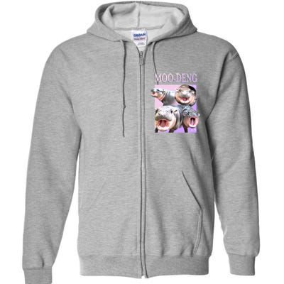 Purple Moo Deng Meme Hippo Funny Full Zip Hoodie