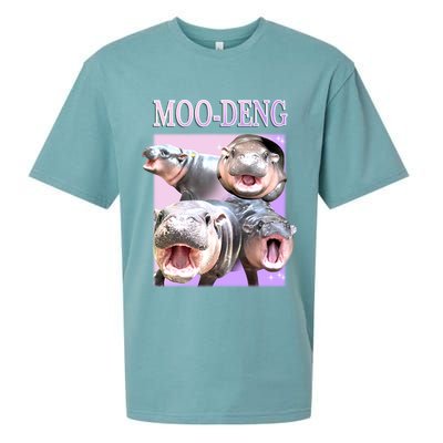 Purple Moo Deng Meme Hippo Funny Sueded Cloud Jersey T-Shirt