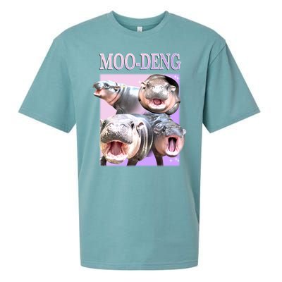 Purple Moo Deng Meme Hippo Funny Sueded Cloud Jersey T-Shirt