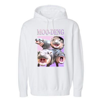 Purple Moo Deng Meme Hippo Funny Garment-Dyed Fleece Hoodie