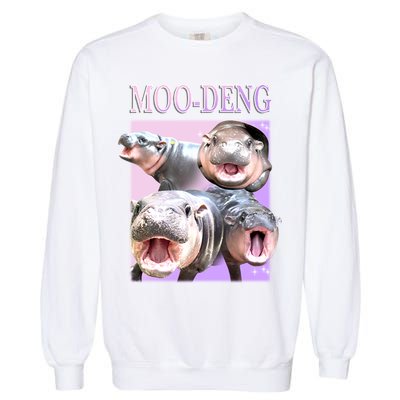 Purple Moo Deng Meme Hippo Funny Garment-Dyed Sweatshirt