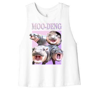 Purple Moo Deng Meme Hippo Funny Women's Racerback Cropped Tank