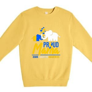 Proud Mama Down Syndrome Awareness Day Cute Elephant Gift Premium Crewneck Sweatshirt