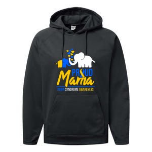 Proud Mama Down Syndrome Awareness Day Cute Elephant Gift Performance Fleece Hoodie