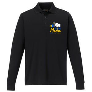 Proud Mama Down Syndrome Awareness Day Cute Elephant Gift Performance Long Sleeve Polo