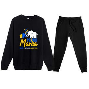 Proud Mama Down Syndrome Awareness Day Cute Elephant Gift Premium Crewneck Sweatsuit Set